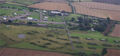 Aerial view of the former RAF Faldingworth showing some of the fissile material storage buildings to the lower right.